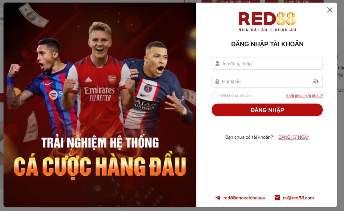 Đăng Nhập Tài Khoản Red88 Trong Tích Tắc Với Tỷ Lệ Kèo